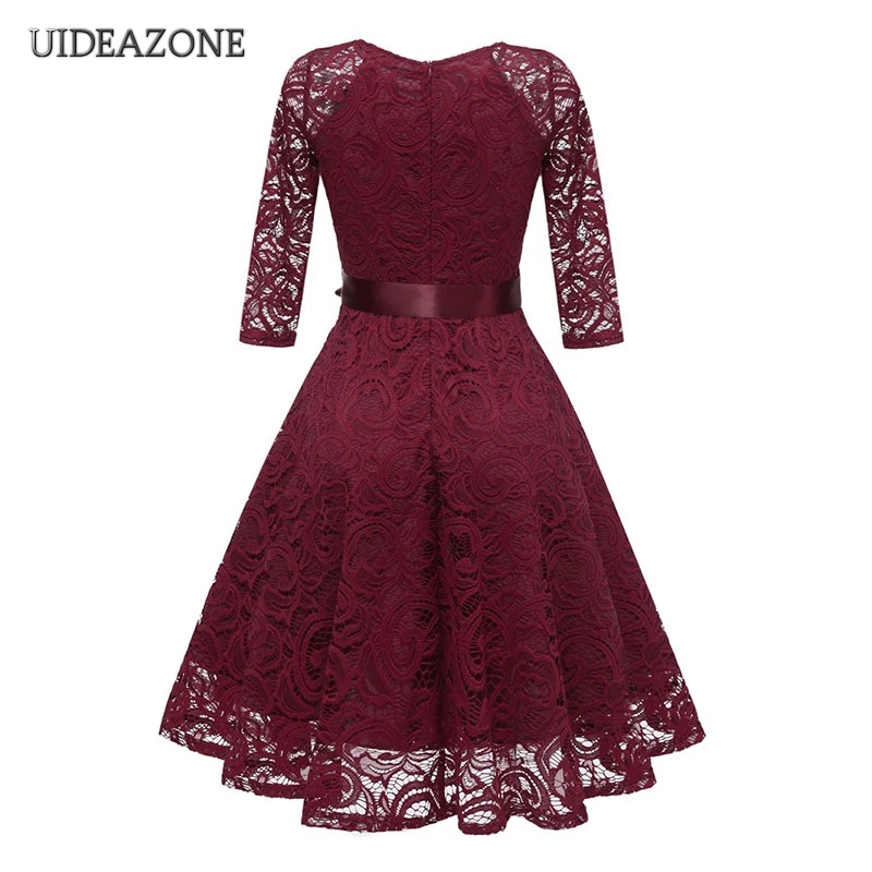Женское винтажное кружевное платье принцессы UIDEAZONE элегантное с v образным
