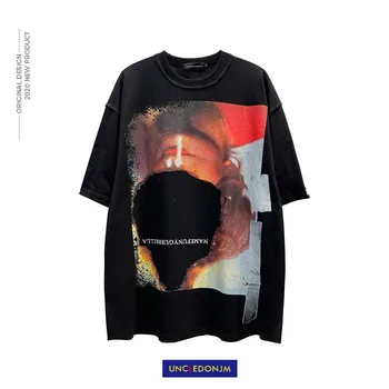 

UNCLEDONJM Handstand graphic Men T shirt O-neck Men T shirt Loose Hip hop Tops Tees Streetwear Short Sleeve T shirts NF-NB103