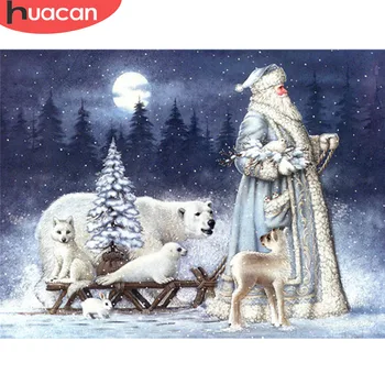 

HUACAN Full Square Santa Claus Patterns Diamond Painting Christmas Decoration for Home Diamond Mosaic Embroidery Portrait F1633
