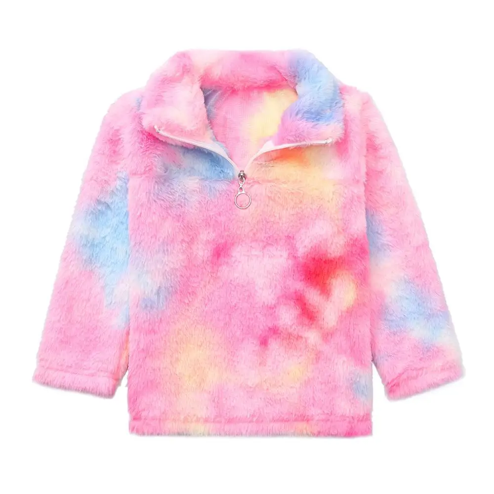 Daughter deep color НОВЫЕ куртки из шерпы с галстуком «Мама и я»; флисовые пальто радужного цвета; пуловеры для мамы и дочки; одинаковые Семейные комплекты одежды для детей - Цвет: Daughter deep color