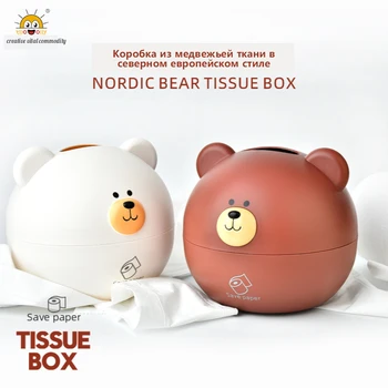 

Nordic style Napkin holder Cute bear tissue paper storage box Toilet paper holder organizer for Kitchen living room bathroom