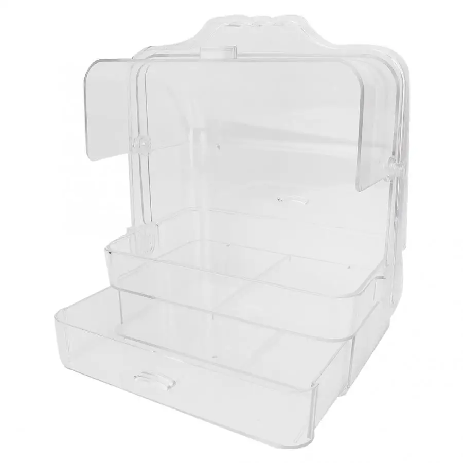 Professional Portable Transparent Large Capacity Makeup Organizer Cosmetic Storage Box Dustproof Jewelry Container Drawer