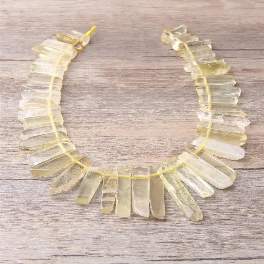 

Lemon yellow Crazy agates Crystals Quartz Points Graduated Tusk Top Drilled Beads Pendants Fashion Jewelry For DIY Crown jewelry