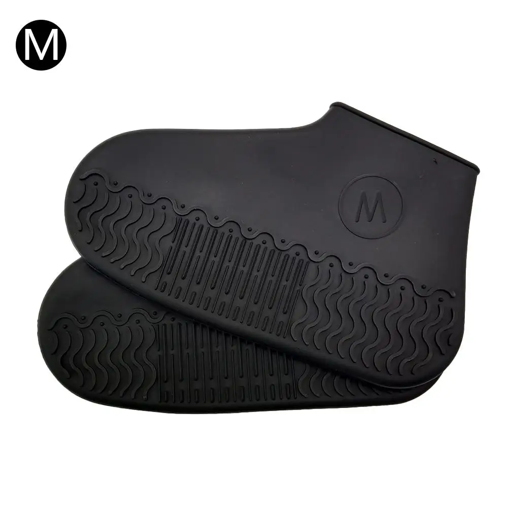 Black M 1 пара многоразовые латексные Водонепроницаемый покрытие на обувь от дождя, без шнуровки, из этиленового пропилен-каучука сапоги для дождливой погоды, галоши S/M/L, аксессуары для обуви - Цвет: Black M