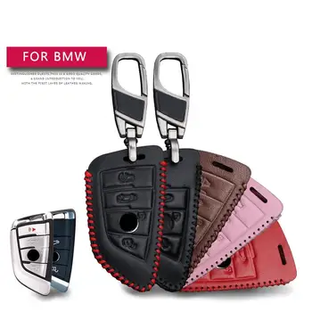 

For BMW X6 2014 2015 2016 Genuine Leather 2&3 Button Smart Car Key Case Cover For BMW X5 X6 2014 2015 Key rings Keychain
