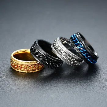 

Original stainless steel black ring stainless steel personality personality tire chain chain ring Men's restrained