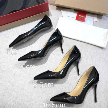 

Sexy Pointed Toe Women's Pumps Genuine Leather High Heels Shoes For Woman Top Quality Slip On Shallow Stiletto Pumps Brand Shoes