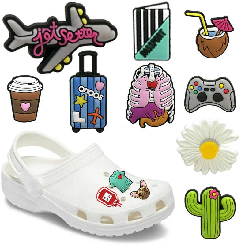 Airplane-Decorations Shoe-Charms Fit-Bracelet Coconut-Accessories Avocado Flamingo Medical