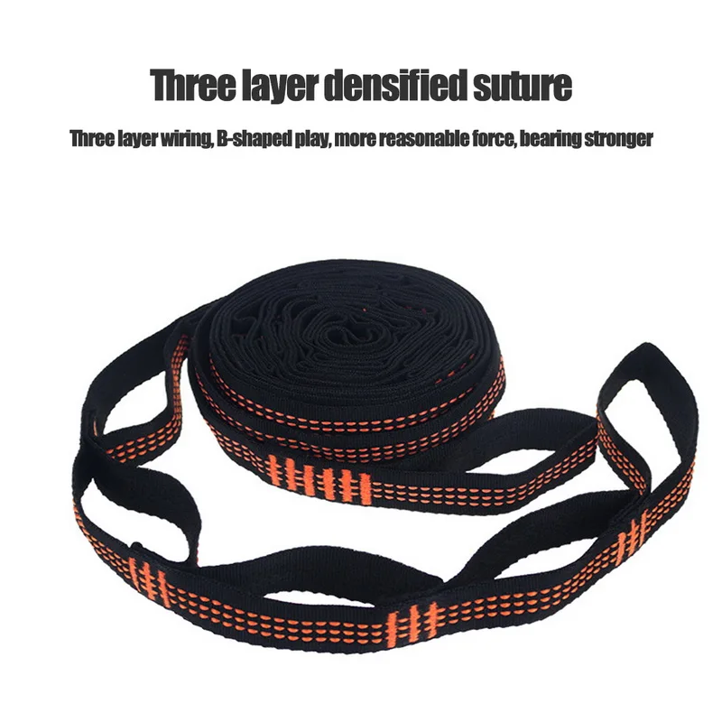 

2pcs / set Hammock Straps, Special Reinforced Polyester Strips, 5 Heavy Duty Rings, Spiked, Black Outdoor Hammock Straps