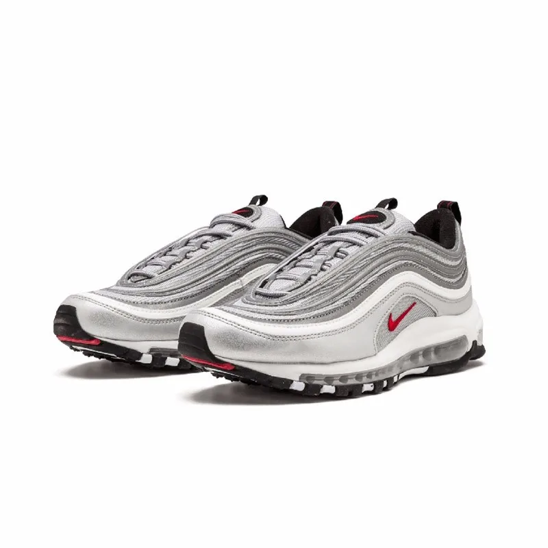 Оригинальные подлинные мужские кроссовки Nike Air Max 97 OG QS Silver Bullet, Дышащие Беговые кроссовки 885691-001, спортивная женская обувь