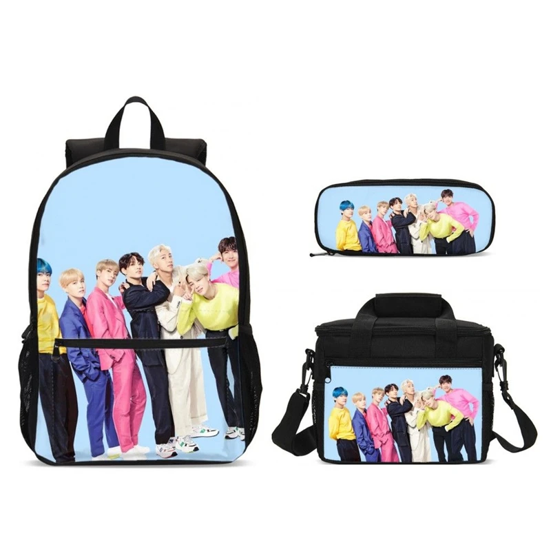 Новый Модный корейский рюкзак для девочек с принтом звезд Kpop школьный пищевой