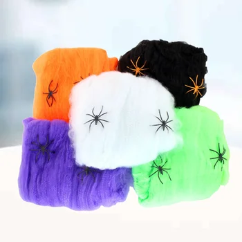 

5 Sets Halloween Spider Web Stretchy Cobweb Spooky Spider Webbing for Bar Halloween Party