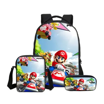 

Cartoon Super Mario 3D Printing Backpacks For Boys Girls Kid 3Pcs/Set School Bag Bookbag Shoulder Bag Children Mochila Escolar