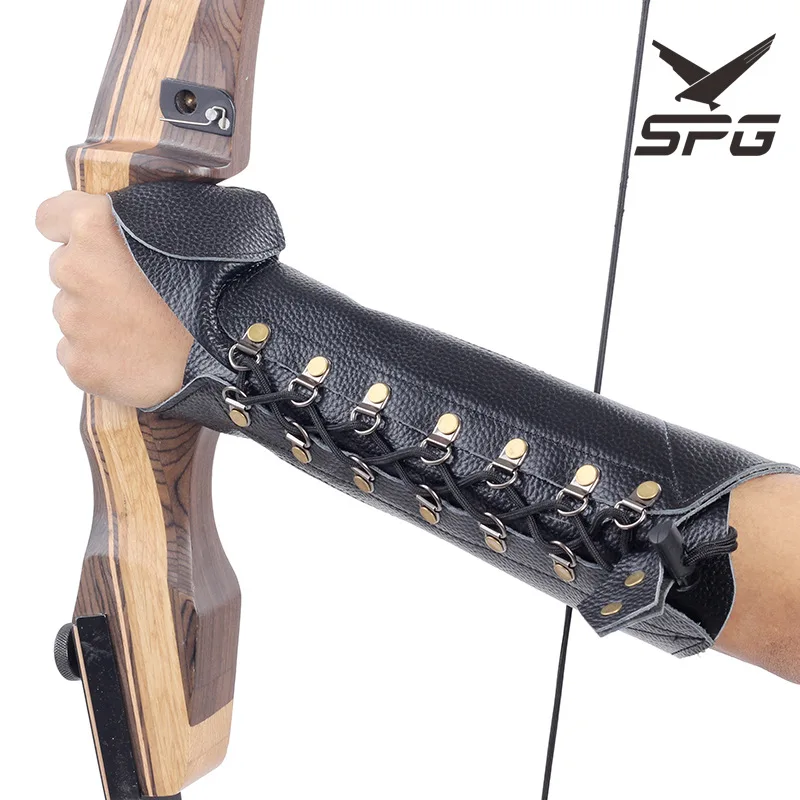 Hunting Archery Arm Guard Bow Protective Gear Unisex Leather Protector Bracer Glove Adjustable | Спорт и развлечения