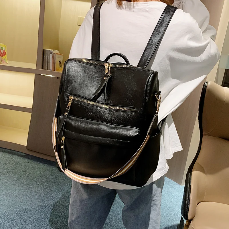 Женский рюкзак, большие школьные сумки для девочек-подростков, сумка на плечо, винтажные рюкзаки из искусственной кожи, многофункциональный повседневный рюкзак для путешествий