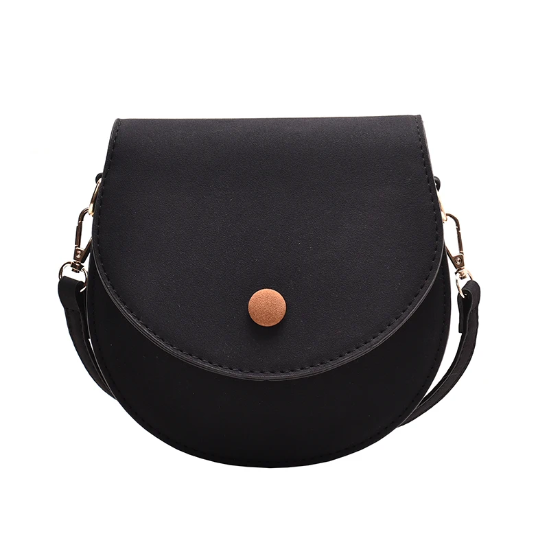 

Simple Design Shoulder Bag Quality Pu Leather Solid Color Leisure Small Round Bag Practical Capacity Young Ladies Messenger Bag