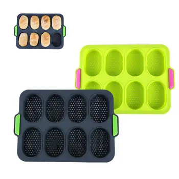 

8 Hole Non-stick DIY French Bread Hamburger Silicone Mold Muffin Pan Kitchen Baking Tool