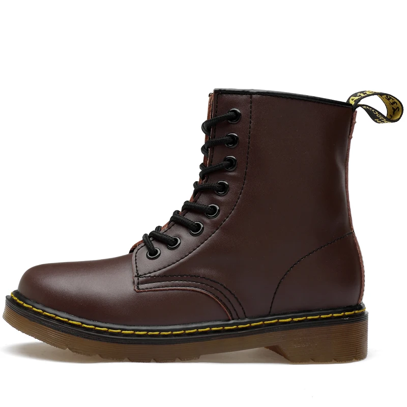 1460 Brown Кожаные ботинки; женские Ботинки Martin с высоким берцем; модные зимние теплые ботильоны; обувь на платформе для влюбленных пар; женские мотоциклетные ботинки; Coturno Doc Dr - Цвет: 1460 Brown