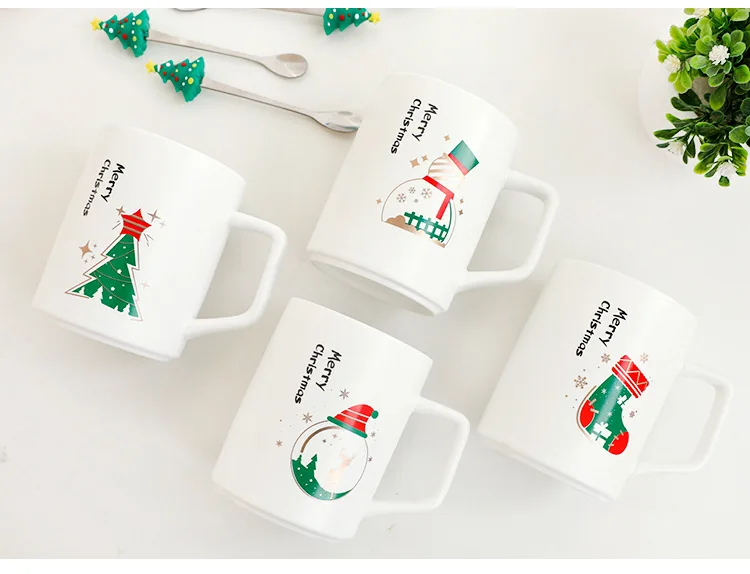 Подарочная Рождественская кружка, керамическая кружка, креативная кружка с крышкой, ложка, молочные чашки для мужчин и женщин, влюбленные офисные кружки для студентов