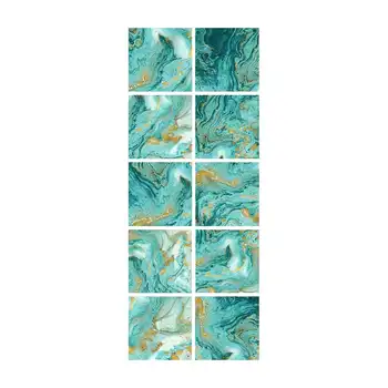 

10PC/Set Brick Pattern Wall Sticker Peacock Blue Agate Marble Tile Sticker Stick Tile Decals Self Adhesive 20x20cm