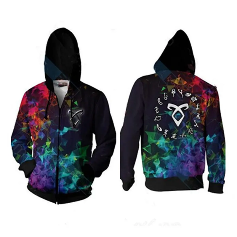 

Shadowhunters Cosplay Tattoos Zippers Hoodies Men and Women Anime Costumes Pop Sports Sweaters 3D Printing 2019 New