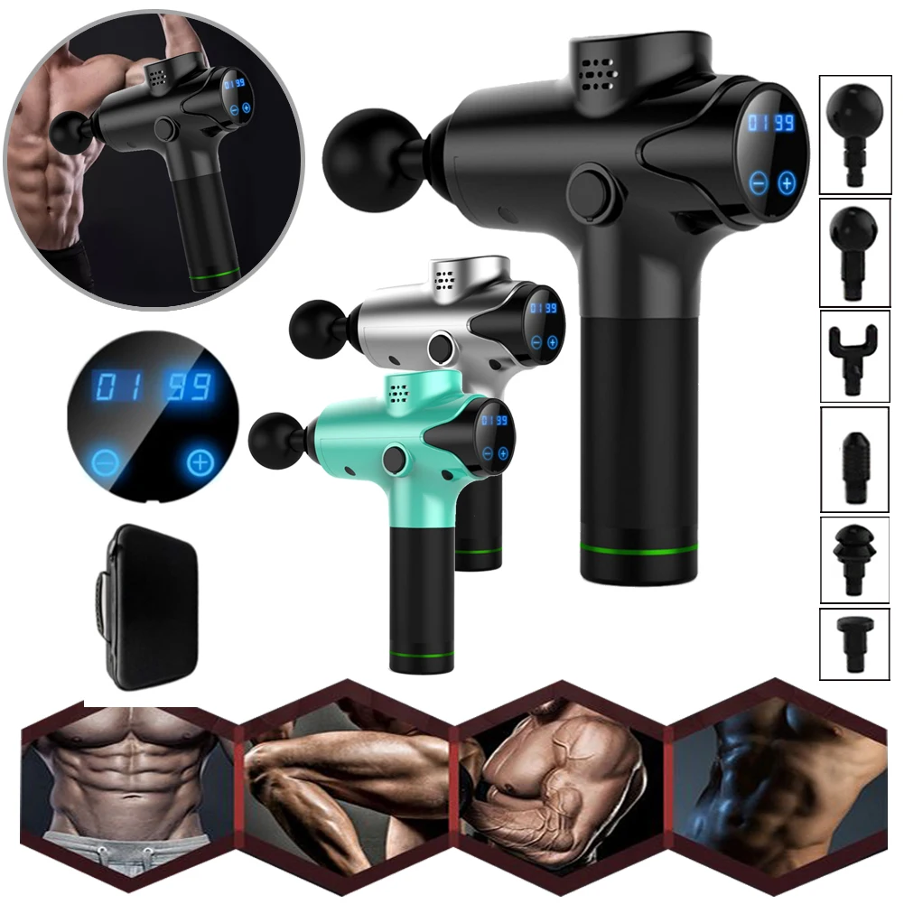 

6 Massage Heads Deep Muscle Massage Gun Electronic Muscle Massage Device Gym Body Pain Relief Relax Yoga Fitness Massage Gun