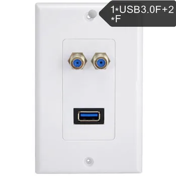 

2F Head Coaxial Signal USB 3.0 Video Solderless Socket Panel Multimedia Information Panel Wall Plug