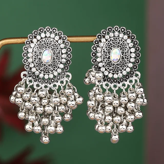 Indian Jewelry Ethnic White Rhinestone Tassel Wedding