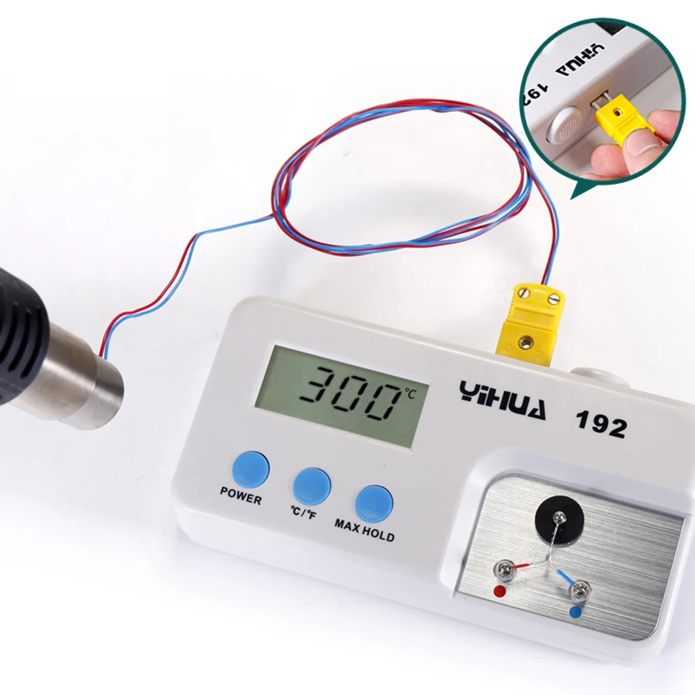 YIHUA 192 ЖК-дисплей де температура цифровой Сенсор de instrumento ironthermometer testador de Solda пистолетного де Ar Quente Цельсия Fahren