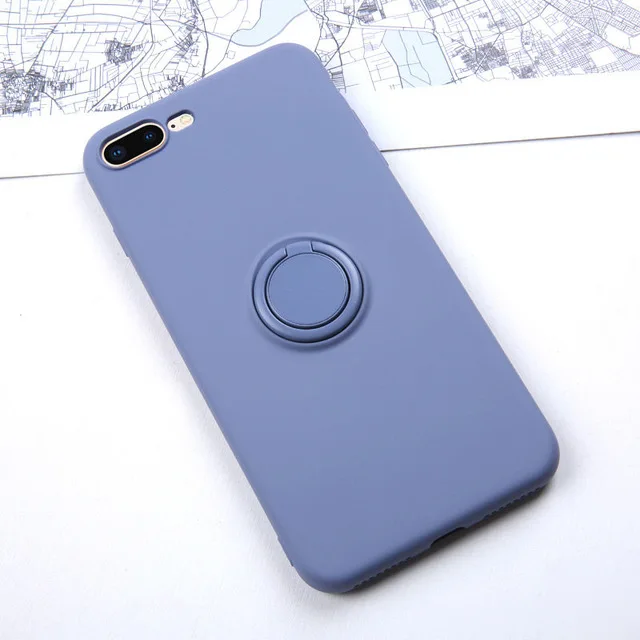 Мягкие жидкие силиконовые чехлы для телефонов ярких цветов для iPhone 11 Pro Max XR XS Max 8 7 6 6S Plus, чехол-подставка с кольцом для iPhoen 11 - Цвет: T7