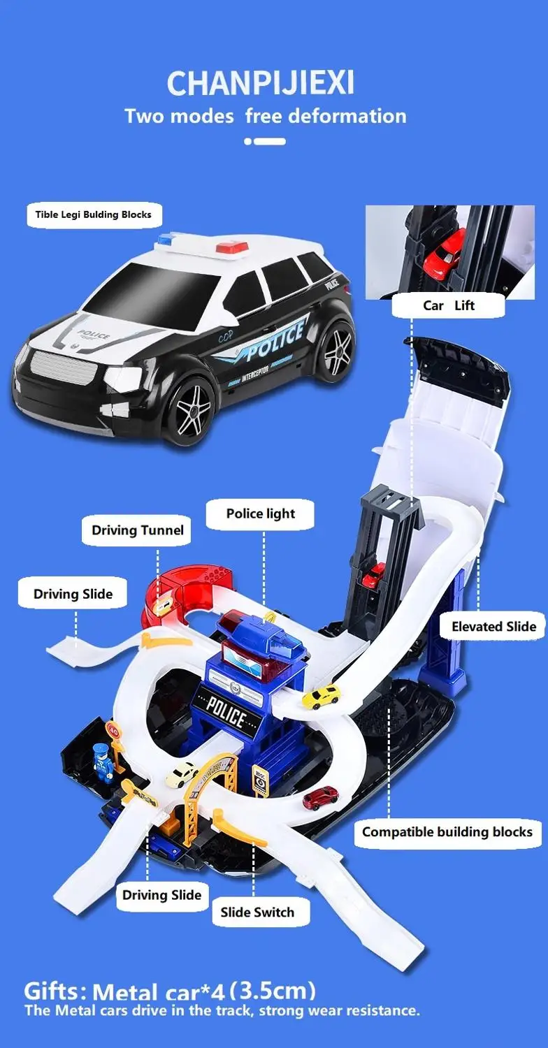 DIY гоночный трек электрический автомобиль игрушки автостоянка с светильник музыкальная дорожка коробка для хранения игрушек коллекция детский подарок Детская игрушка автомобиль