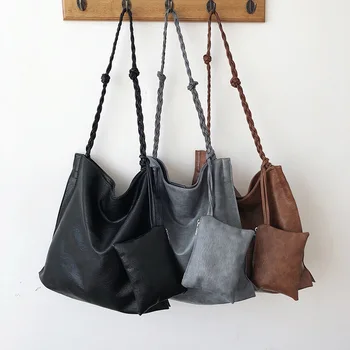 

New Designer Women Handbag Quality Pu Leather Women's Big Totes Large Capacity Black Shopping Bags Female Shoulder Bags Bolsa