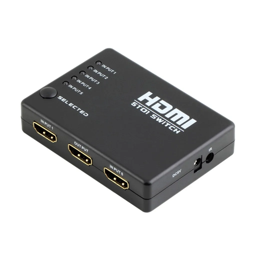5 Port 1080p HDMI Switch Switcher Selector Splitter Hub iR Remote For HDTV Optics Audio Converter Switch   PS3 DVD + Remote #E