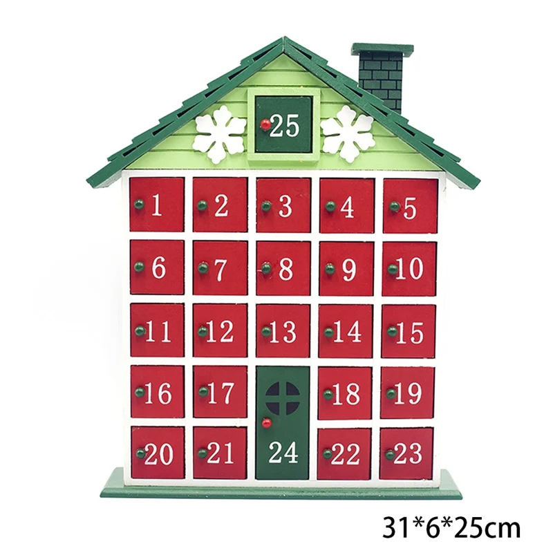 

Candy Ornament Storage Box 24 Drawers Home Calendar Wooden Countdown Christmas Gift Table Decor Advent Toys Children