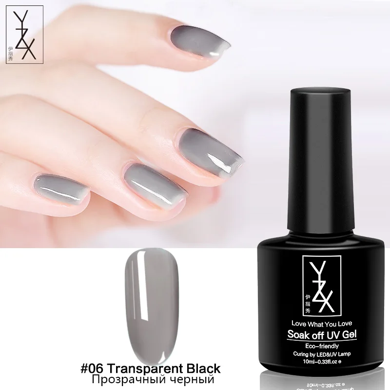 Transparent Black YXZ 10 мл горячие новые прозрачные цвета УФ/Led гель для ногтей замочить от эмалевый лак молочный белый розовый телесный гель для ногтей лак для ногтей - Цвет: Transparent Black