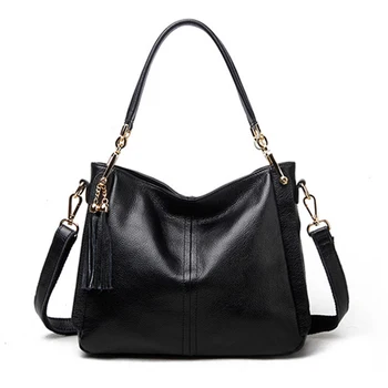 

Fashion New Top Layer Cowhide Leather Women brand bag Shoulder Bag Tassel Simple Wild Leather Messenger Bag Female Crossbody bag