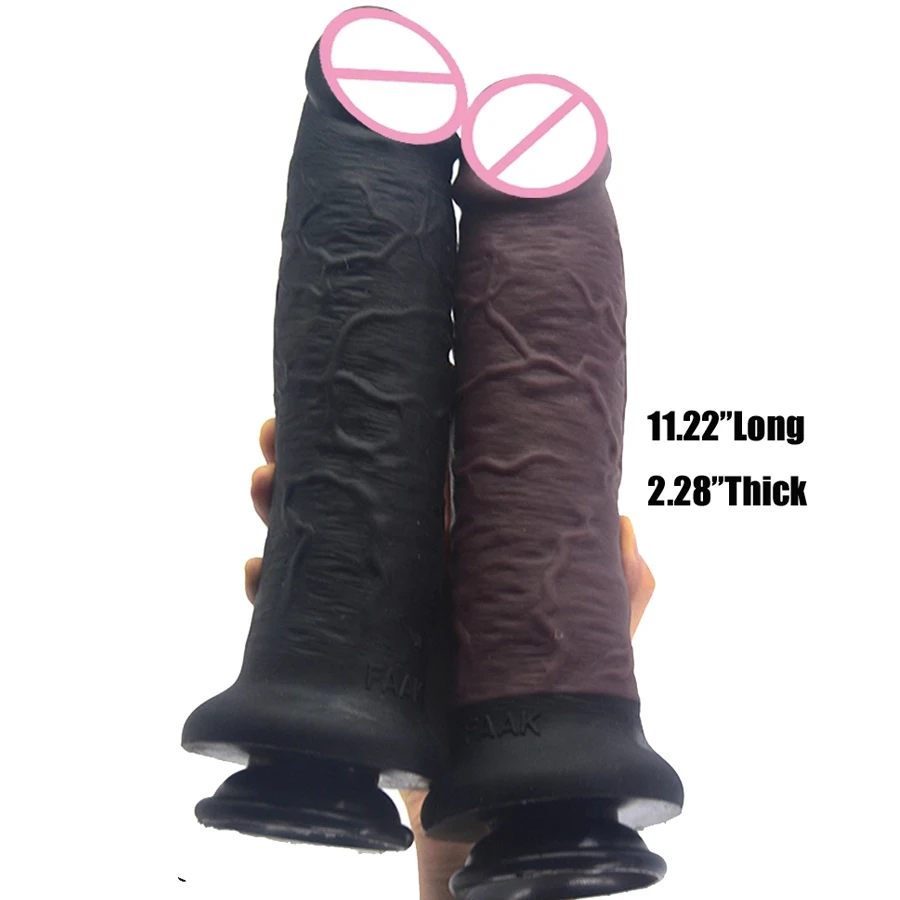 FAAK28.5*5.8cm Huge Silicone Realistic Dildo Masturbator Super Long Penis Anal Butt Plug Suction Cup Big Dick Sex Toys For Women