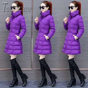 

2019 Winter Thick Long Style Women Parkas Blue And Purple Color Can Choose Female Overcoat