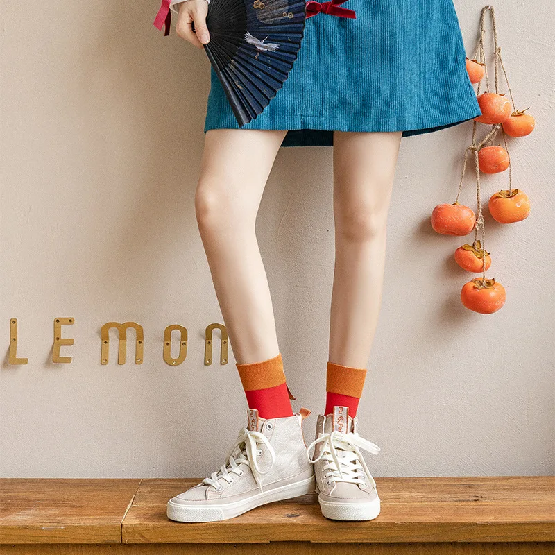New Year Chinese cotton socks women men's red lucky funny socks ankle printing stockings new year home furnishing