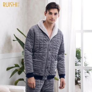 Couple Night Suits Men And Women Thick Velvet Pajamas Sets Winter Sleepwear Home Wear Warm Pajamas Couple Matching Pajamas - Цвет: 72901 GREY