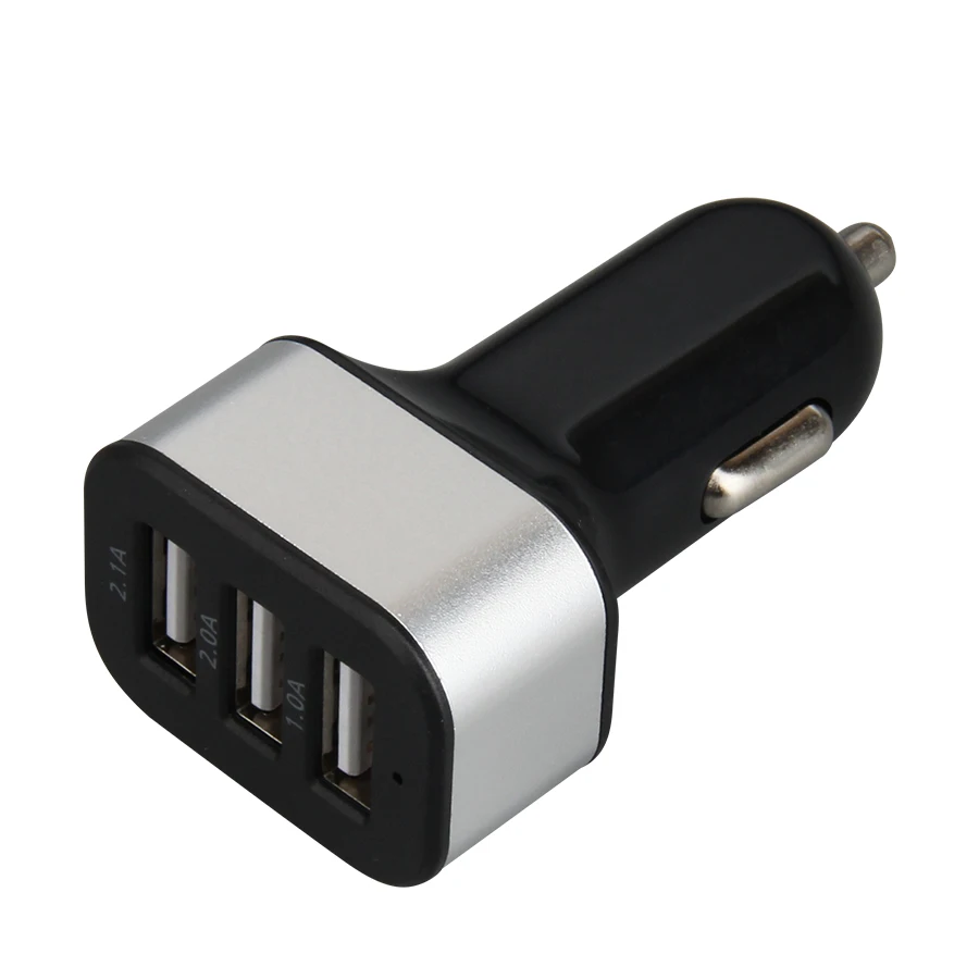 4 вида цветов тройной USB порт 5V 2.1A 2A 1A автомобильное зарядное устройство адаптер
