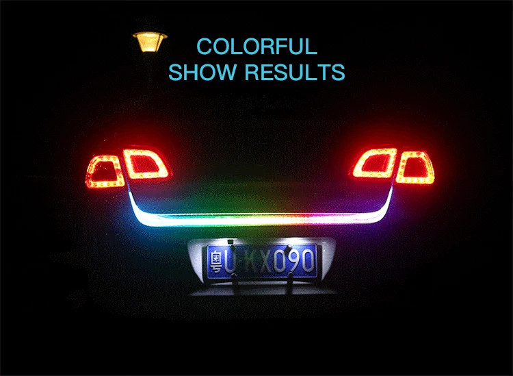 Автомобильный сигнал поворота, светодиодный светильник для багажника, багажный динамический стример, 12 В, автомобильная задняя лампа, плавающая RGB светодиодная лента