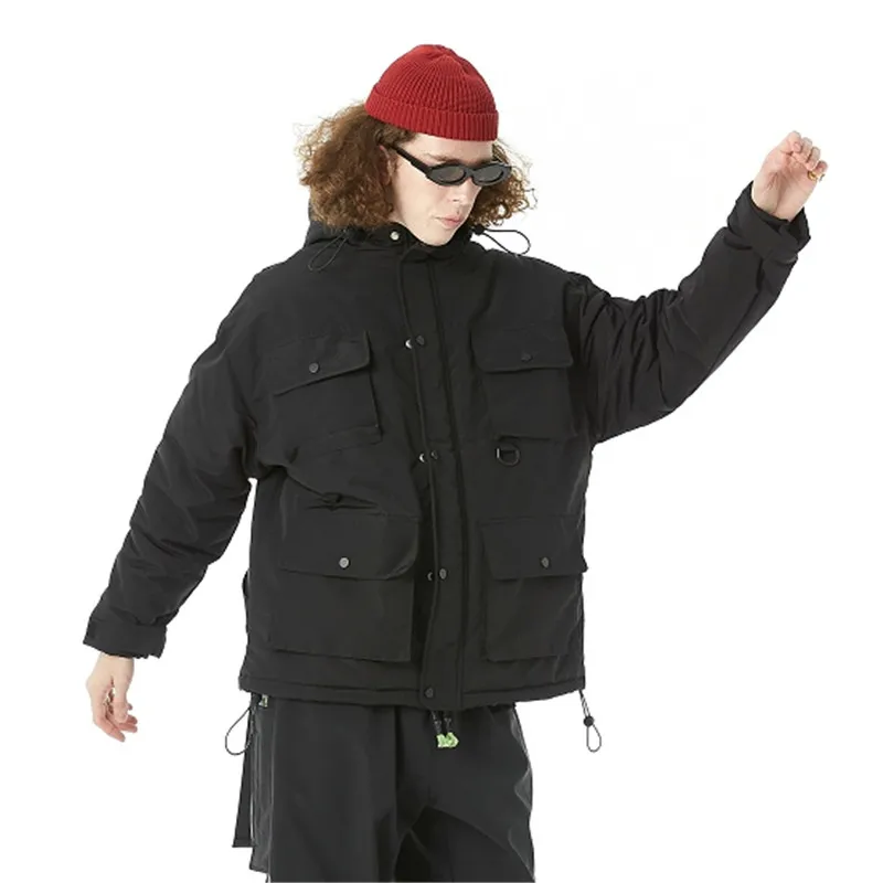 Новинка, мужские отстегивающиеся пальто, зимняя повседневная мужская куртка, Мужская свободная утолщенная верхняя одежда с капюшоном, теплое пальто, верхняя брендовая одежда - Цвет: Черный