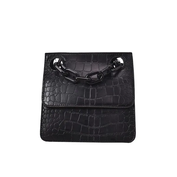 Женские кожаные сумки, модная вечерняя сумка для телефона с каменным узором, сумка на цепочке, сумка через плечо, malas de senhora - Цвет: Black
