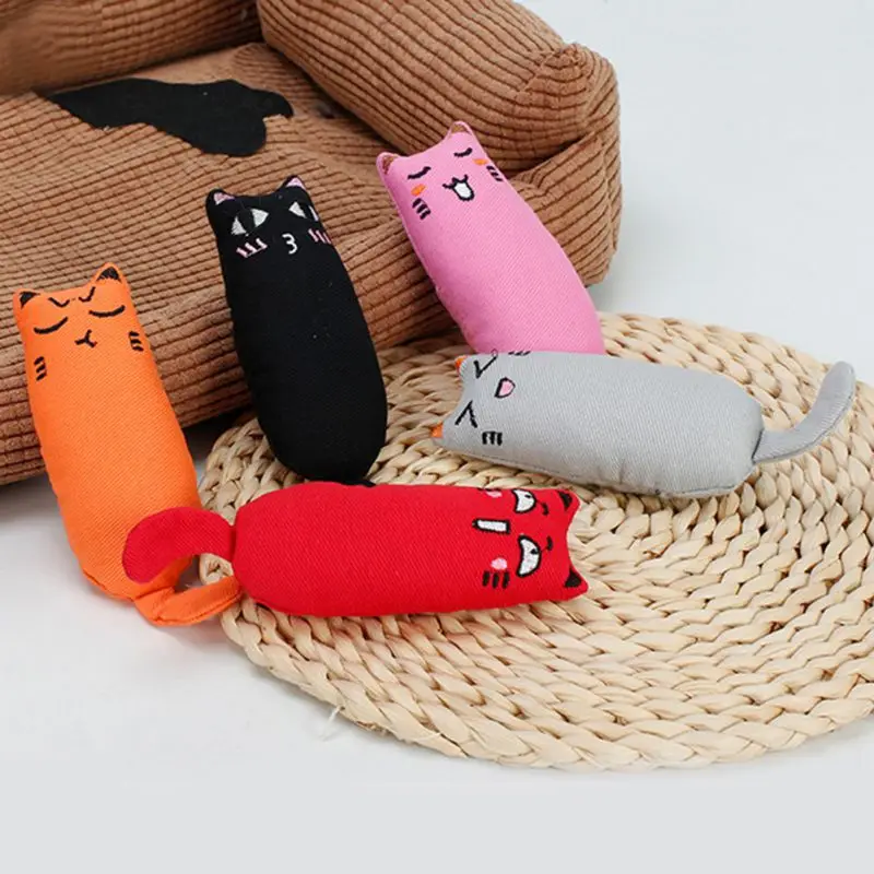 Pet Funny Chew Toy Soft Plush Cat Shape Pillow Scratch With Catnip For Kitten Teeth Clean Train Kitten Chew Toys AccessoriesGM