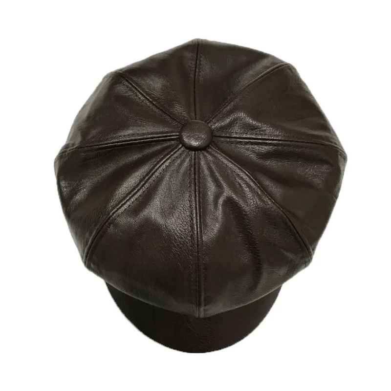 Кожаный берет Женская восьмиугольная кепка berret cappelli donna Британский живописец frenchat заколка petten PU живописные шапки bere
