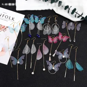 

Handmade Large Pack Beautiful Fairy Tale Dragonfly Butterflies Wing Earrings Cicada Wing Charm Earrings Jewelry Making