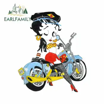 

EARLFAMILY 13cm x 11.1cm for Betty Boop Riding A Motorcycle Auto Bumper Window Car Stickers DIY Custom Printing Waterproof Decal
