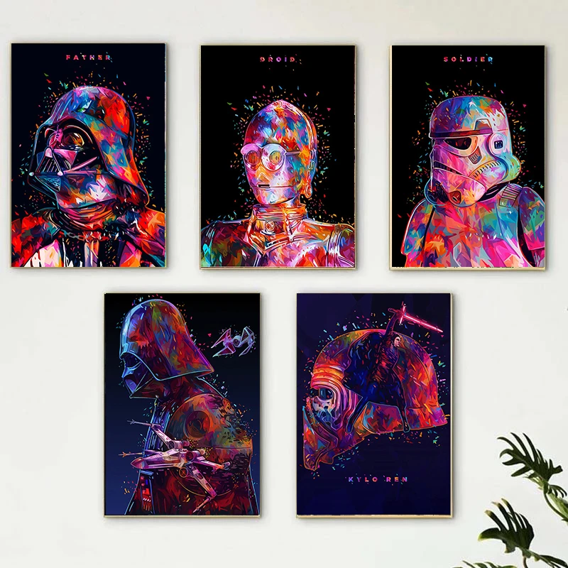Disney Star Wars Watercolor Graffiti Art Home Decor Canvas Painting Movie Poster And Prints Wall Street Art Picture For Kid Room|Painting & Calligraphy| - Aliexpress
