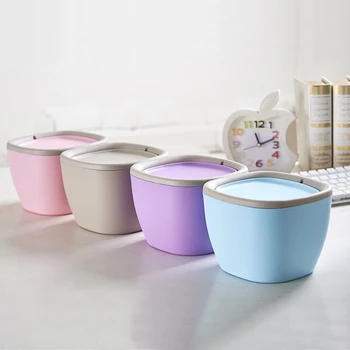 

Small Shake-top Waste Bin Desktop Garbage Basket Home Table Plastic Office Supplies Trash Can Dustbin Sundries Barrel Box 1PC